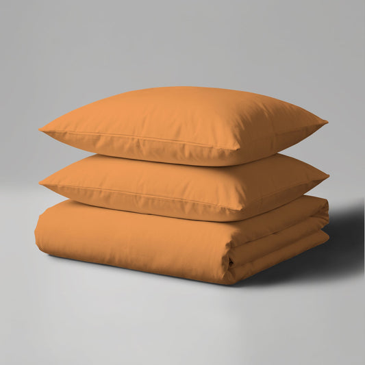 Premium Bettbezug-Set mit 400 Fadenzahl aus 100% Baumwolle - DE - 200x220 + 2 x 80x80 - Apricoat Orange