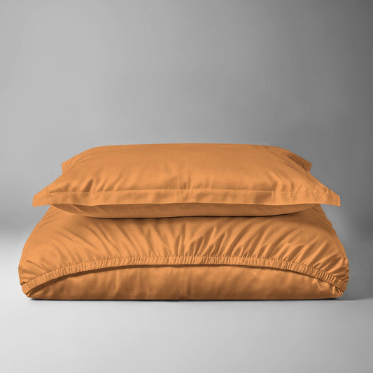 Pizuna 400 Thread Count 100% Cotton Fitted Sheet - Single - Apricot Orange