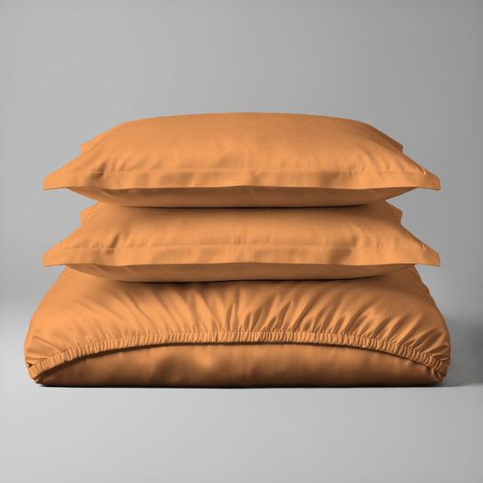 Pizuna 400 Thread Count 100% Cotton Fitted Sheet - King - Apricot Orange