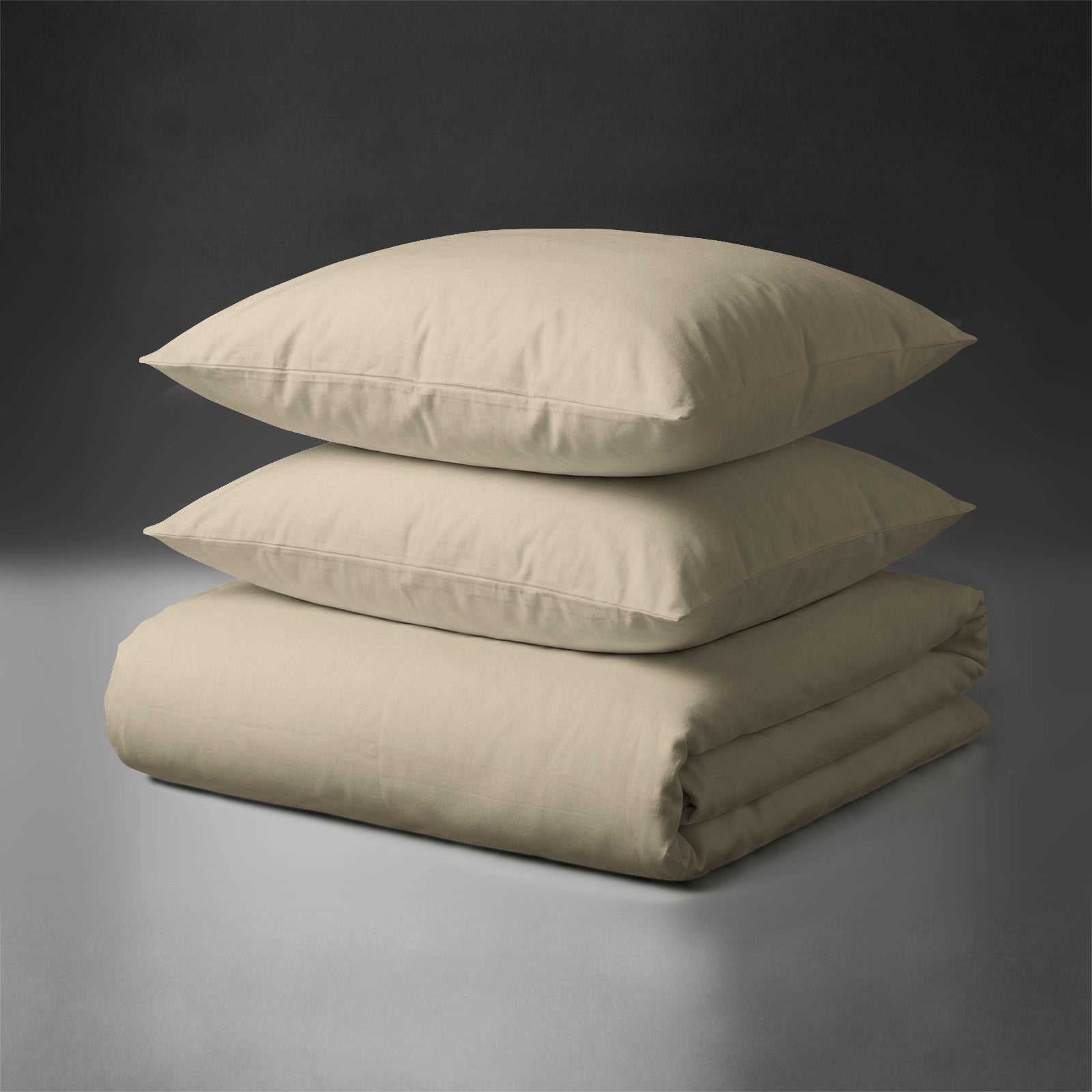 Premium Bettbezug-Set mit 400 Fadenzahl aus 100% Baumwolle - AT - 200x200 + 2 x 70x90 - Beige