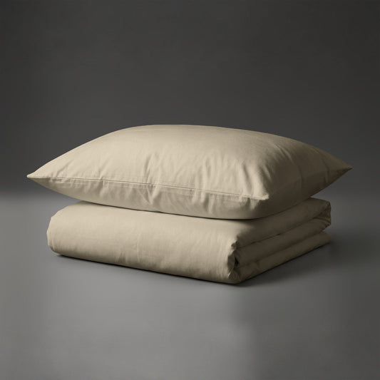 Premium Bettbezug-Set mit 400 Fadenzahl aus 100% Baumwolle - DE - 160x210 + 1 x 65x100 - Beige