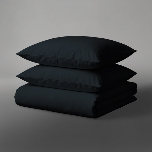 Deluxe Bettbezug-Set mit 600 Fadenzahl aus 100% Baumwolle - DE - 200x220 + 2 x 80x80 - Black