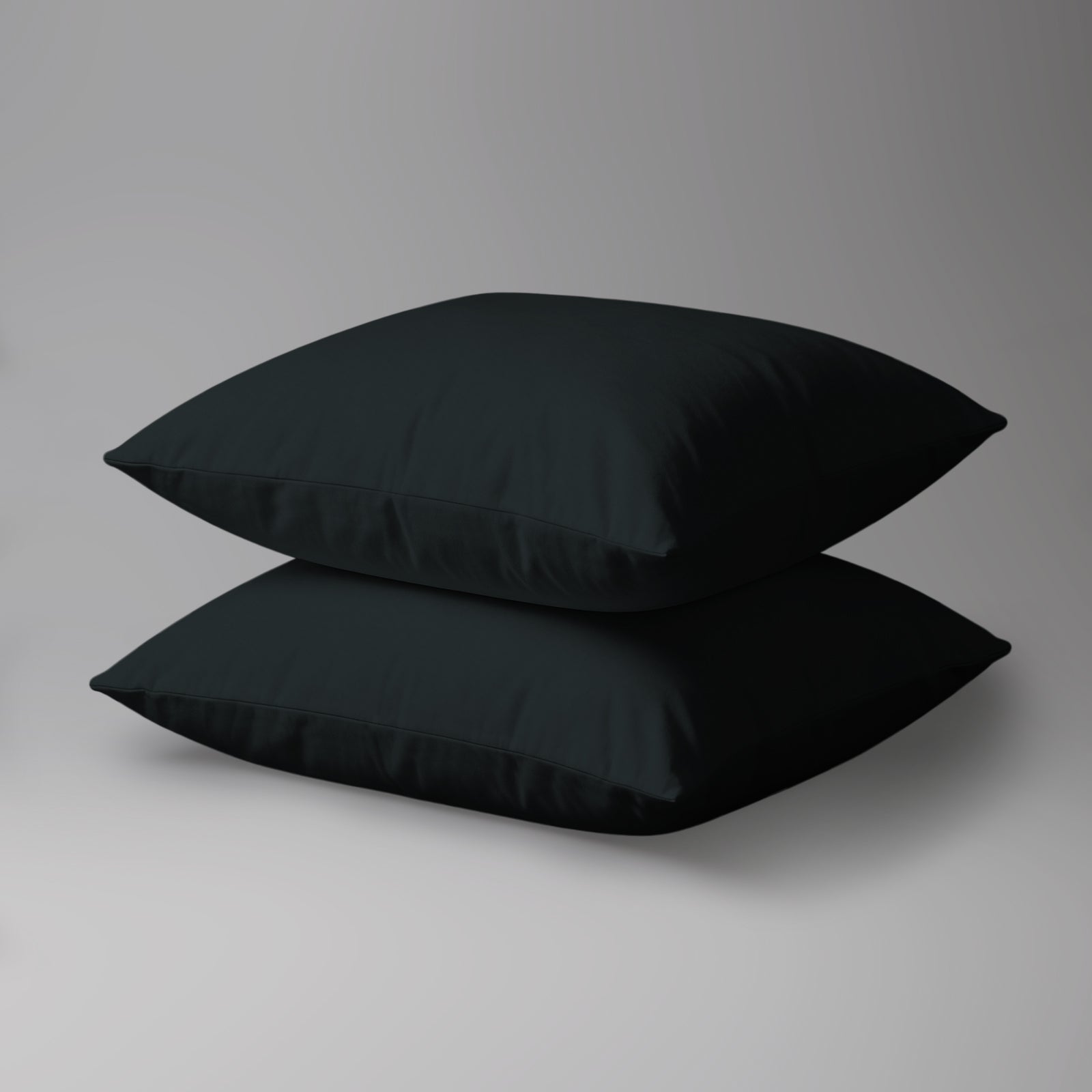Perkal Kissenbezüge aus 100% Baumwolle (2er-Set) - 2 tlg. Kissenbezüge - 80 x 80 cm - Black