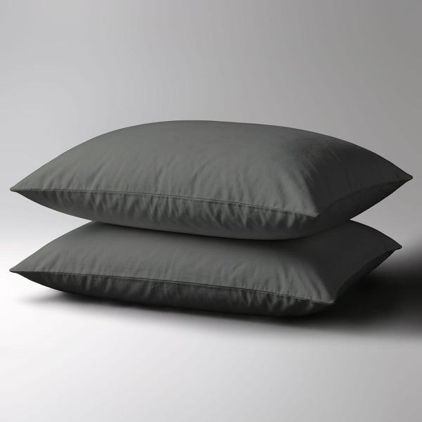 Premium Kissenbezüge mit 400 Fadenzahl aus 100% Baumwolle (2er-Set) - 2 tlg. Kissenbezüge - 40 x 80 cm - Dark Grey