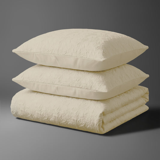 Pizuna 400 Thread Count 100% Cotton Quilted Bedspread - Double - Ivory
