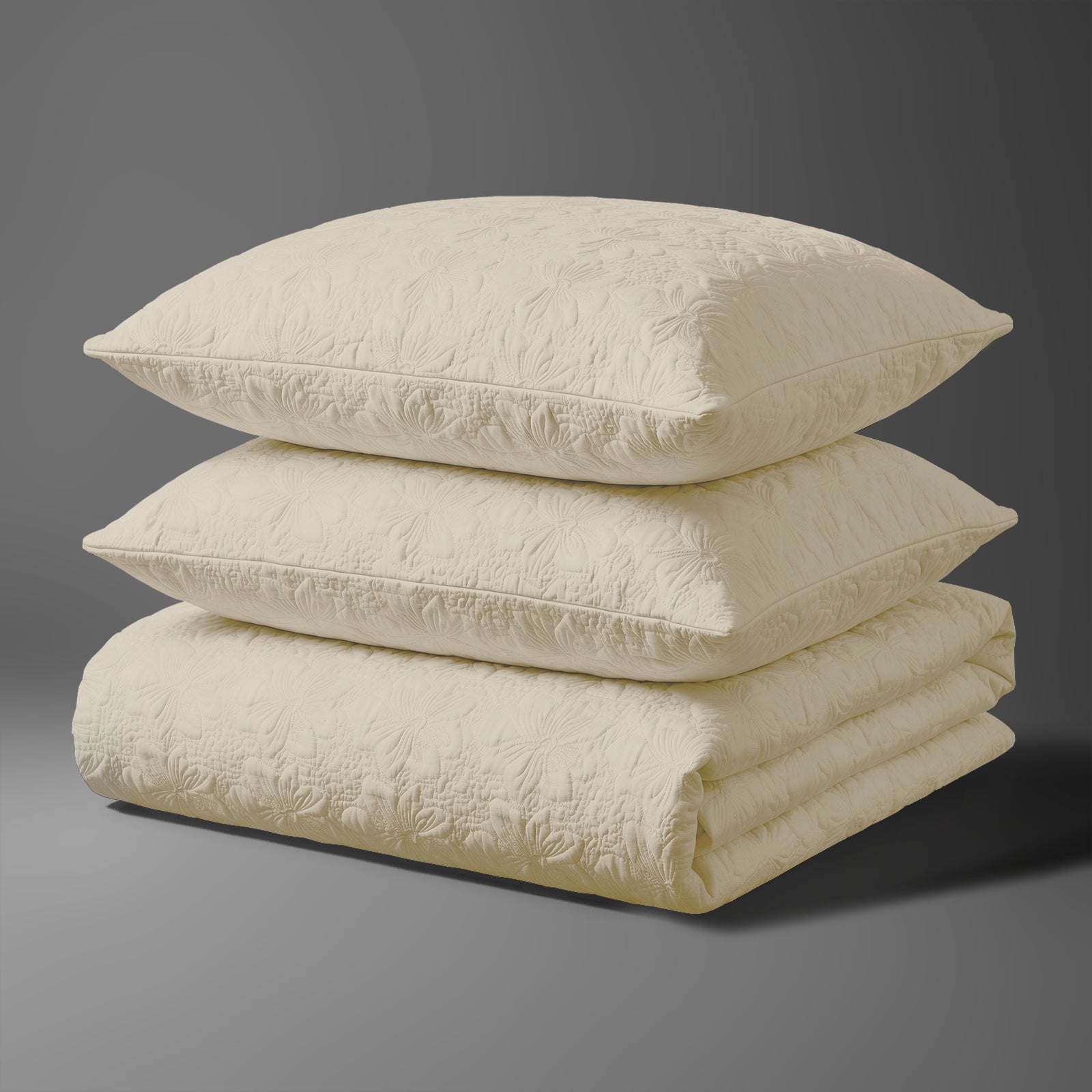 Premium 400 Thread Count 100% Cotton Quilted Bedspread - Double - Ivory
