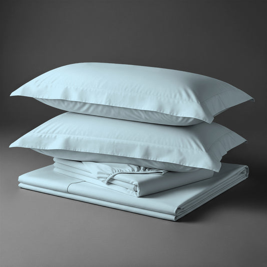 Pizuna folded percale 100 percent pure cotton sheet set 4 PC Baby Blue king folded
