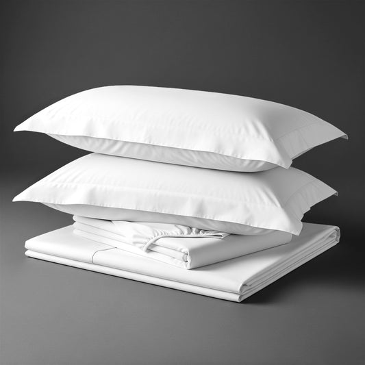 Pizuna Linens folded white cotton bed sheet set 400 thread count super king size 4 piece smooth and breathable