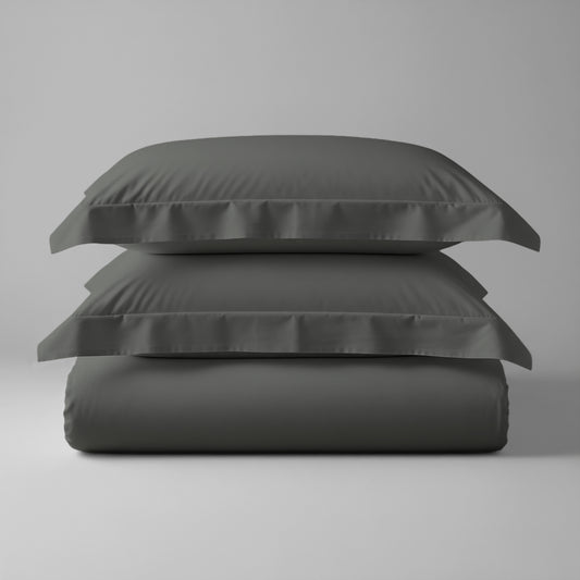 Double size cotton duvet cover set Dark grey Pizuna Linens durable and breathable