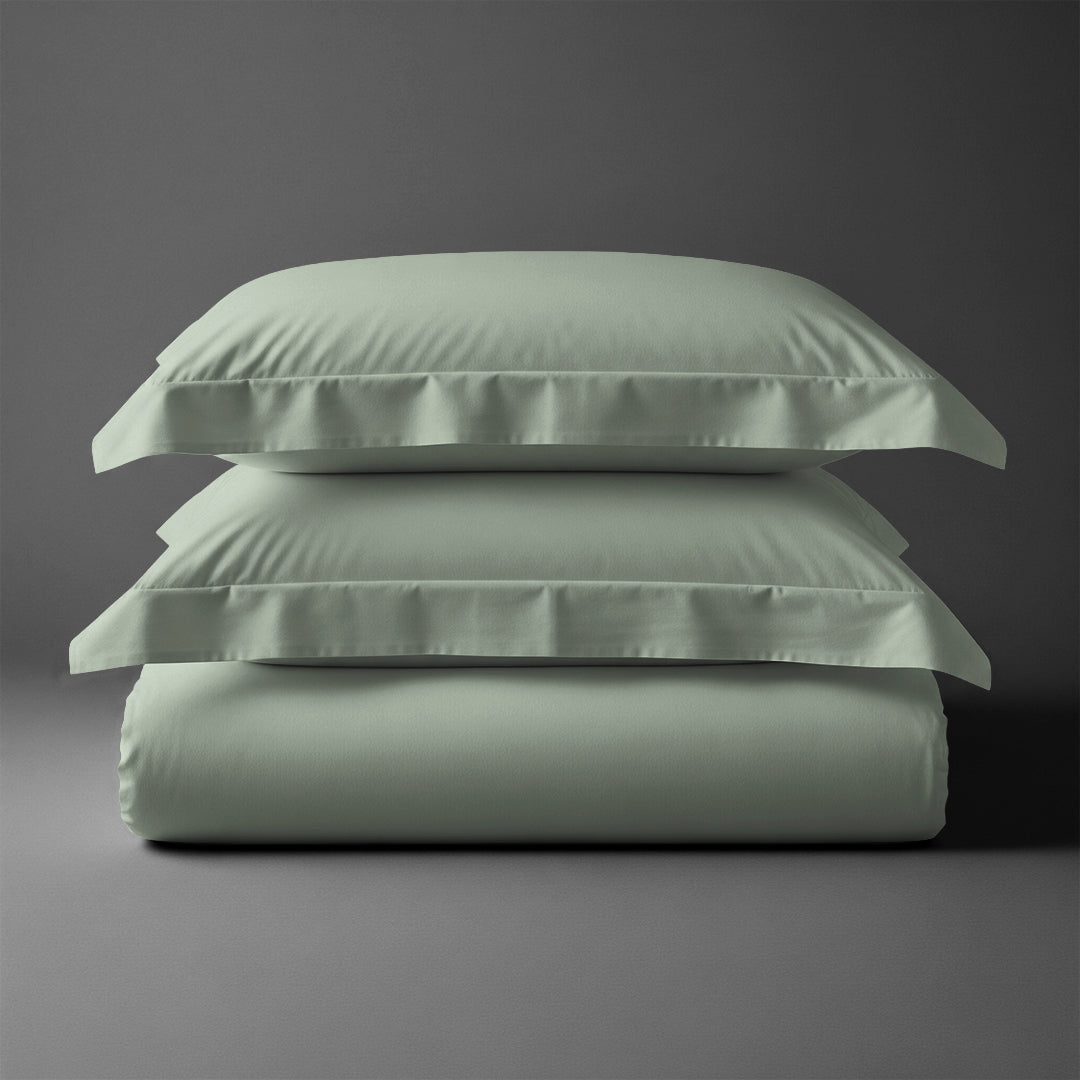 Folded Pizuna cotton percale king cover double size sea foam 100 percent long staple combed cotton 3 piece
