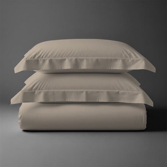 Pizuna folded 600 thread count 100 percent cotton duvet cover set 3 piece simply taupe double size