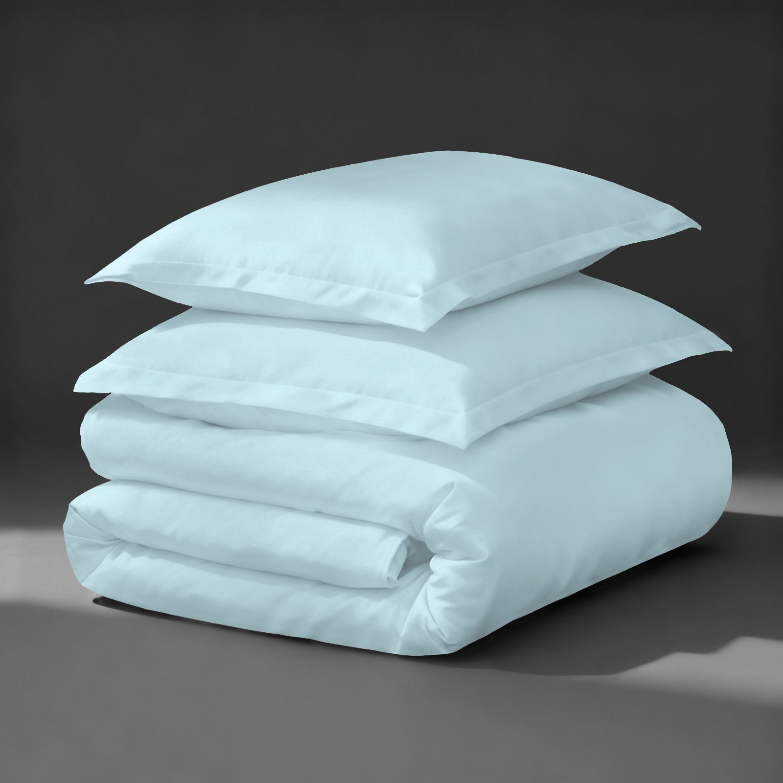 Pizuna luxurious cotton duvet cover 3 piece super king size baby blue 1000 thread count long staple cotton folded