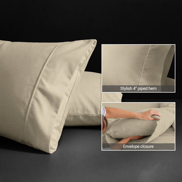 Premium 400 Thread Count 100% Cotton Pillow Envelope Cases (2 PC)