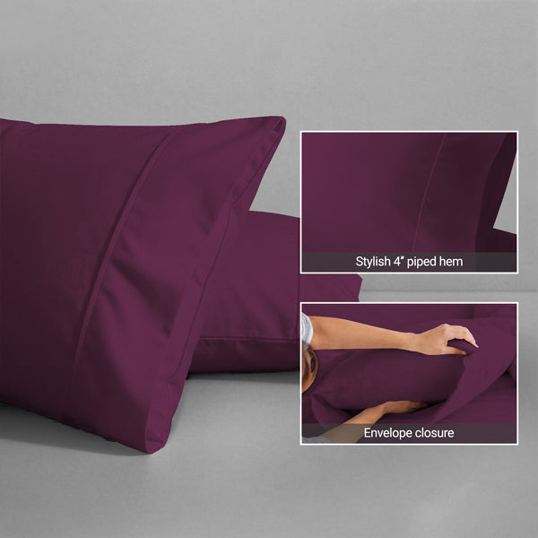 Premium 400 Thread Count 100% Cotton Pillow Envelope Cases (2 PC)