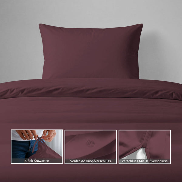 Luxus Bettbezug-Set mit 800 Fadenzahl aus 100% Baumwolle - AT - 140x200 + 1 x 70x90 - Dark Purple