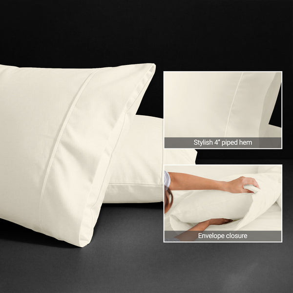 Deluxe 600 Thread Count 100% Cotton Pillow Envelope Cases
