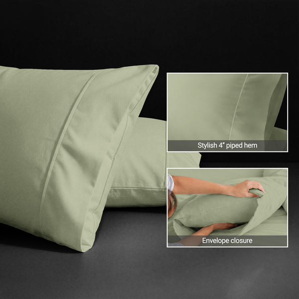 Premium 400 Thread Count 100% Cotton Pillow Envelope Cases (2 PC)