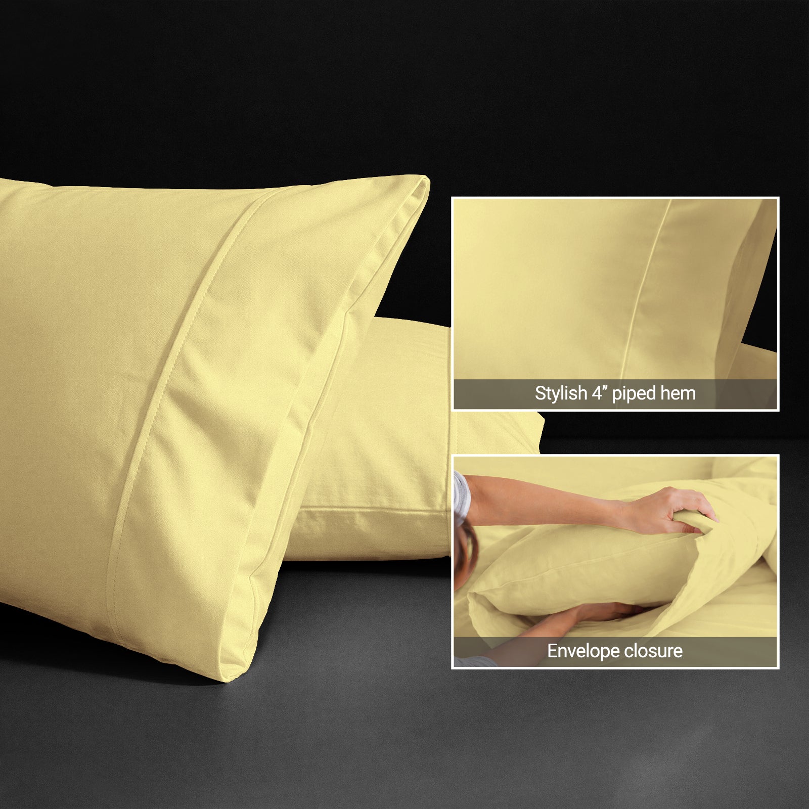 Deluxe 600 Thread Count 100% Cotton Pillow Envelope Cases