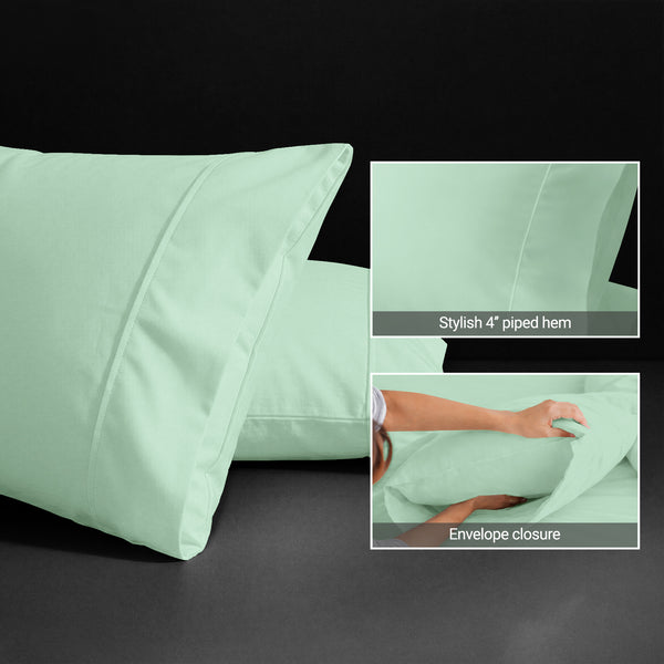 Premium 400 Thread Count 100% Cotton Pillow Envelope Cases (2 PC)