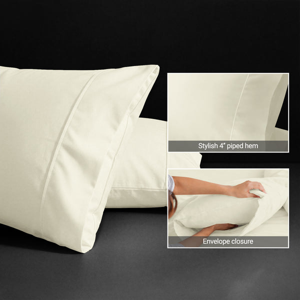 Premium 400 Thread Count 100% Cotton Pillow Envelope Cases (2 PC)