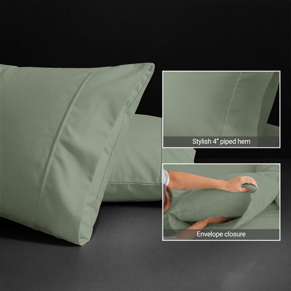 Premium 400 Thread Count 100% Cotton Pillow Envelope Cases (2 PC)
