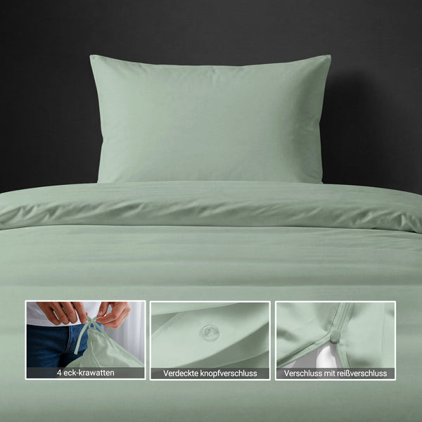 Luxus Bettbezug-Set mit 800 Fadenzahl aus 100% Baumwolle - DE - 155x220 + 1 x 80x80 - Baby Blue