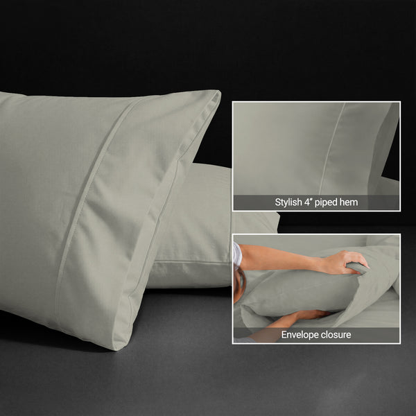 Premium 400 Thread Count 100% Cotton Pillow Envelope Cases (2 PC)