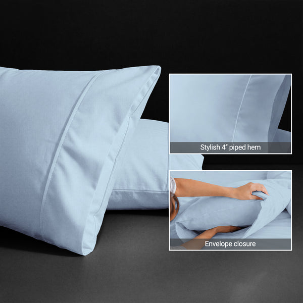 Premium 400 Thread Count 100% Cotton Pillow Envelope Cases (2 PC)