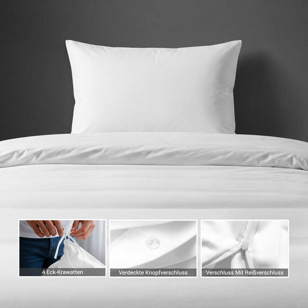 Luxus Bettbezug-Set mit 800 Fadenzahl aus 100% Baumwolle - DE - 160x210 + 1 x 65x100 - White