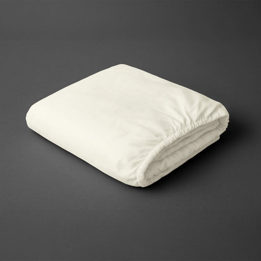 Pizuna folded Off White small double 400 thread count deep fitted cotton bedsheet 100 percent cotton