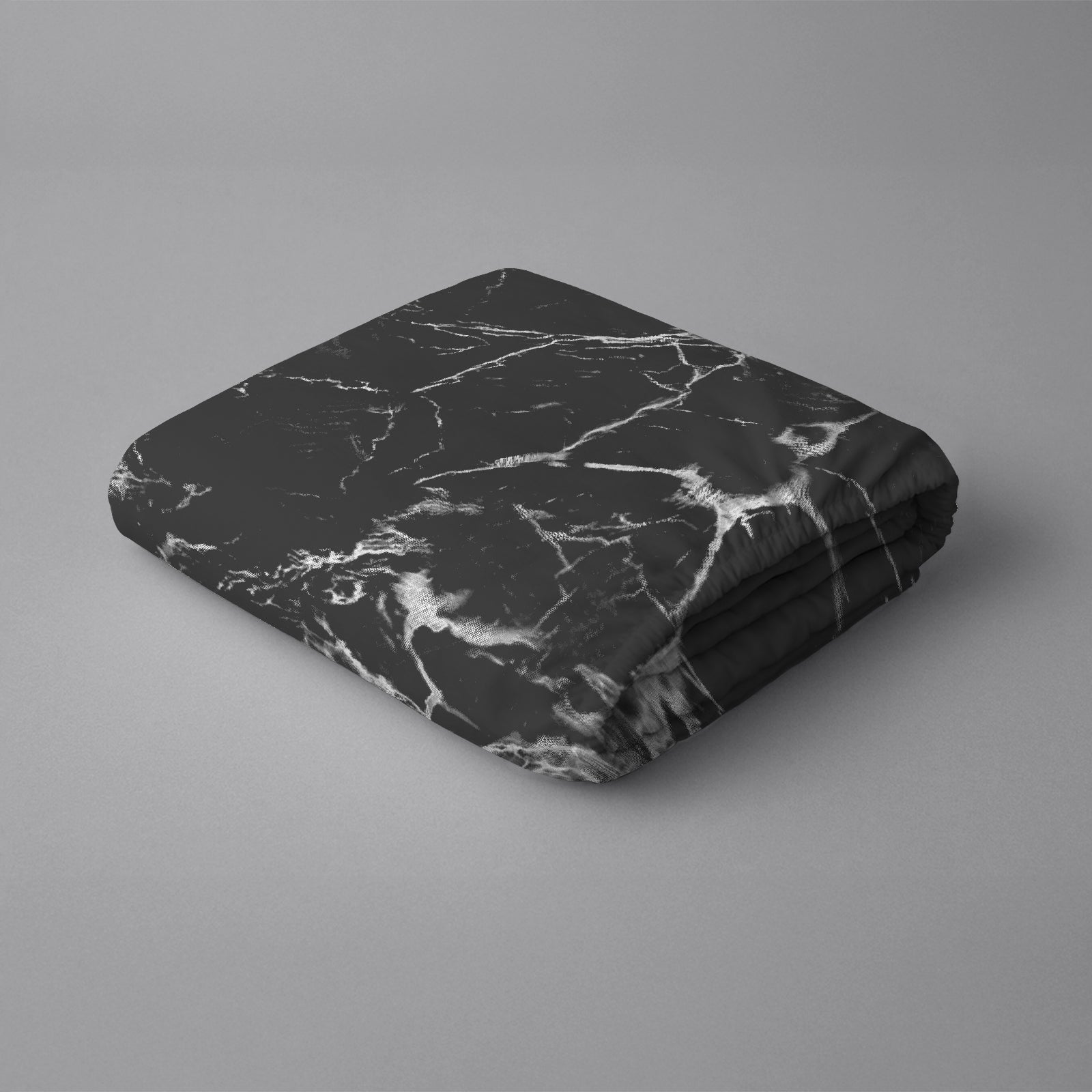 Pizuna folded Marble Black double 400 thread count deep fitted cotton bedsheet 100 percent cotton