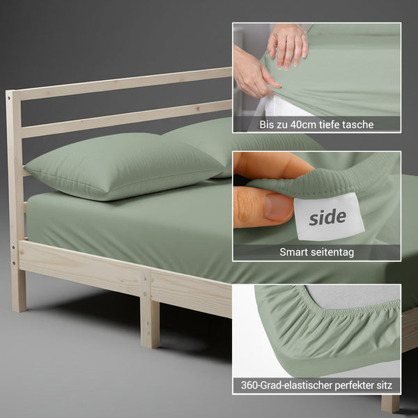 Premium 400 Thread Count 100% Cotton Fitted Sheet - 100x200 cm - Sea Foam
