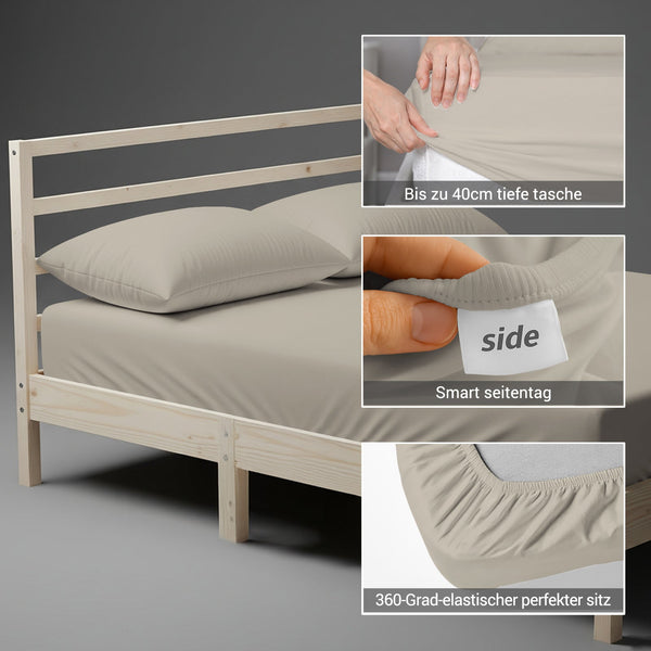 Premium 400 Thread Count 100% Cotton Fitted Sheet - 100x200 cm - Simply Taupe