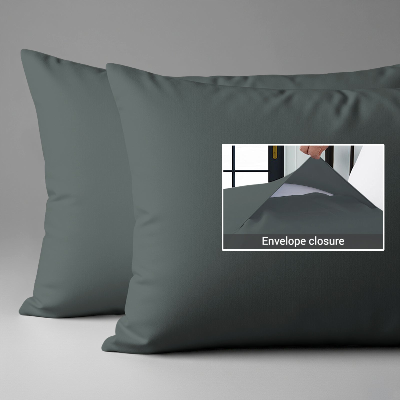 1000 thread count Dark Grey envelope closure pillowcases housewife style secure fit skin friendly cotton