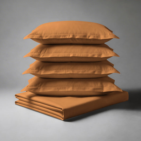 Pizuna 400 Thread Count 100% Cotton Bed Sheet 4PC - Superking - Apricot Orange