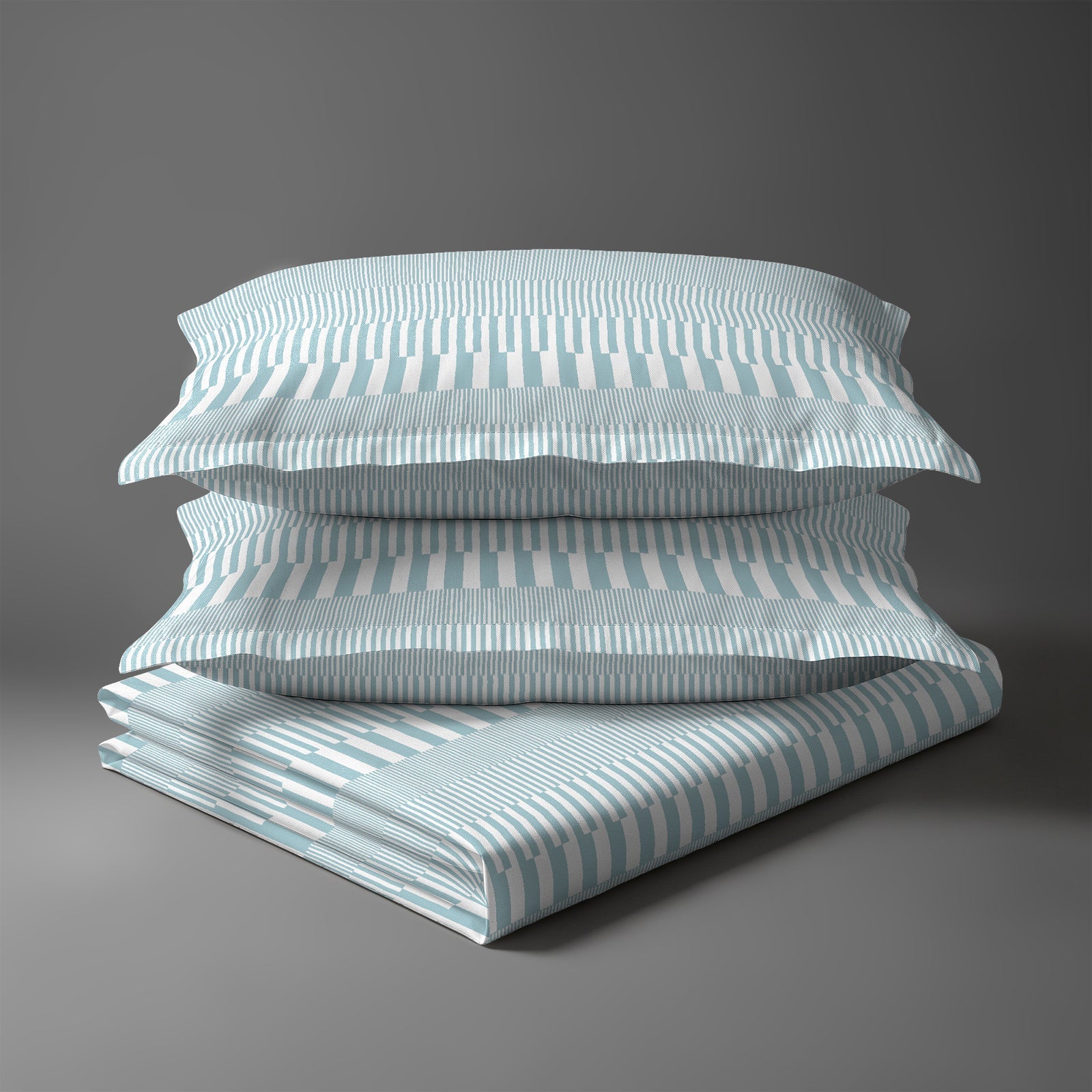 Pizuna 400 Thread Count 100% Cotton  Bed Sheet - Superking - Blue Cascade Stripe