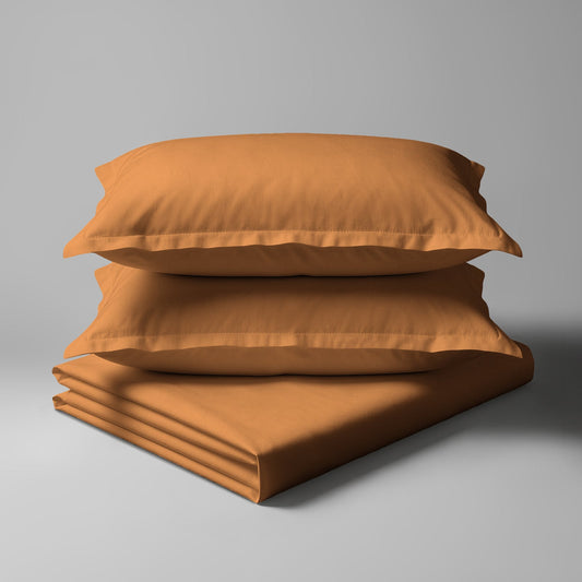 Pizuna 400 Thread Count 100% Cotton Bed Sheet - Double - Apricot Orange