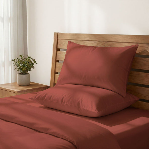 Premium Kissenbezüge mit 400 Fadenzahl aus 100% Baumwolle (2er-Set) - 2 tlg. Kissenbezüge - 40 x 80 cm - Brick Red