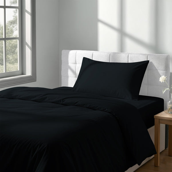 Luxus Bettbezug-Set mit 800 Fadenzahl aus 100% Baumwolle - DE - 155x200 + 1 x 40x80 - Black
