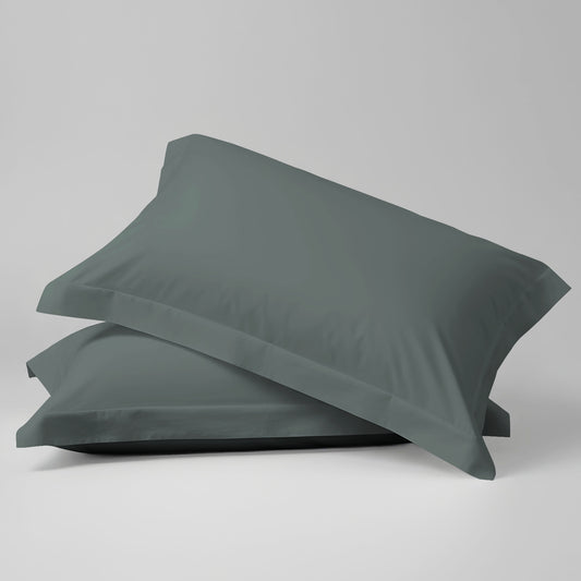 Pizuna Linens dark grey cotton percale 100 percent cotton pillowcases 2 piece oxford king