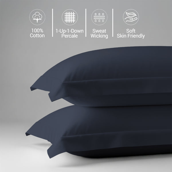 Percale 100% Cotton Pillowcases (2PC)
