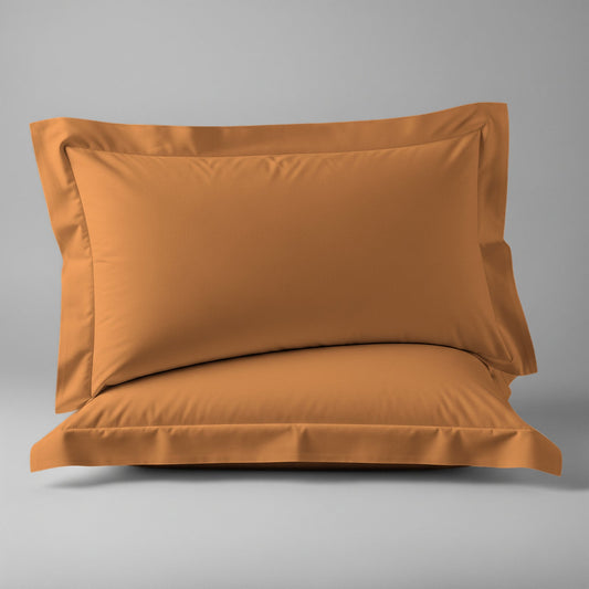 Premium Kissenbezüge mit 400 Fadenzahl aus 100% Baumwolle (2er-Set) mit Oxford-Bordüre - 2 tlg. Oxford Kissenbezug 50 x 75 + 5 cm - Apricoat Orange