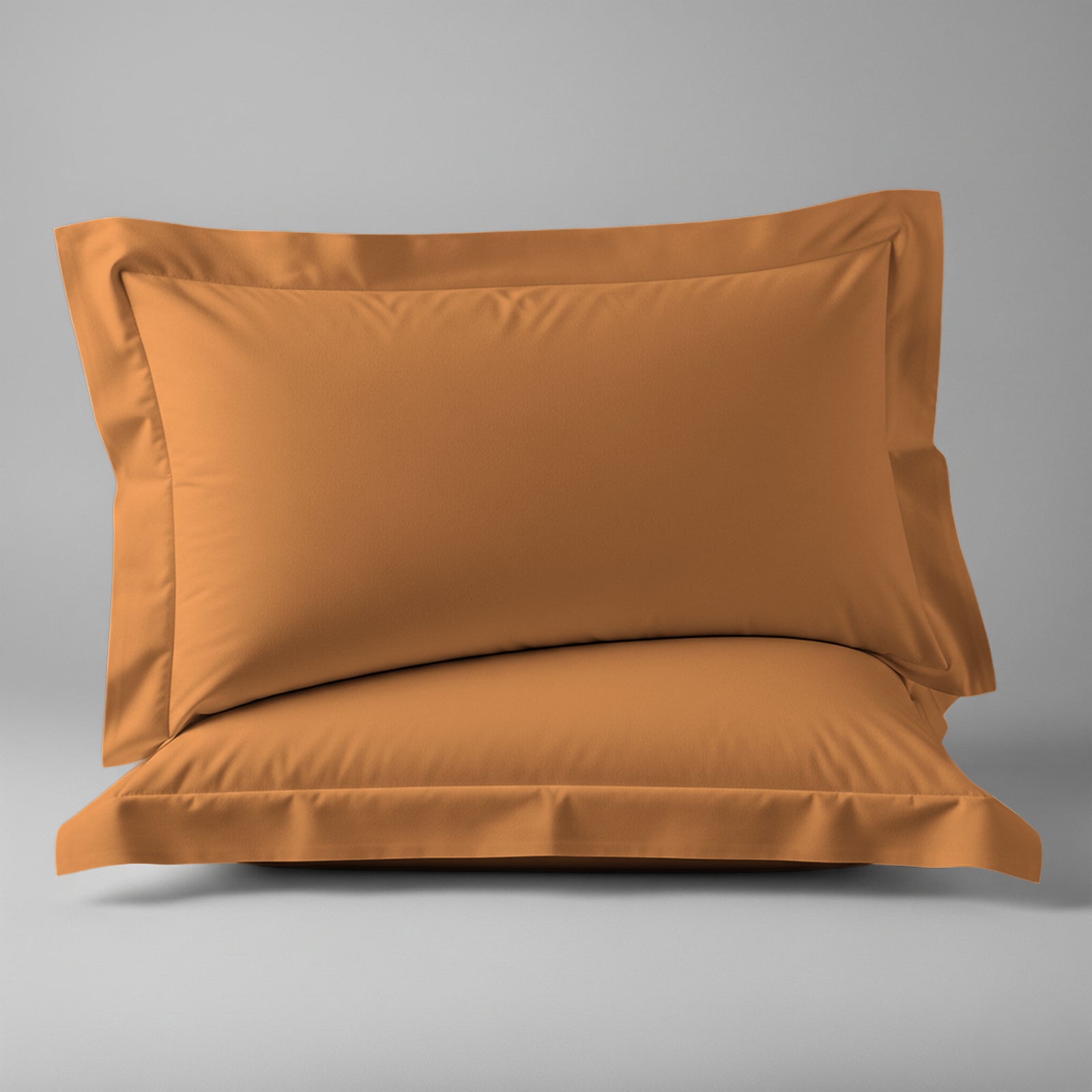 Premium Kissenbezüge mit 400 Fadenzahl aus 100% Baumwolle (2er-Set) mit Oxford-Bordüre - 2 tlg. Oxford Kissenbezug 50 x 75 + 5 cm - Apricoat Orange