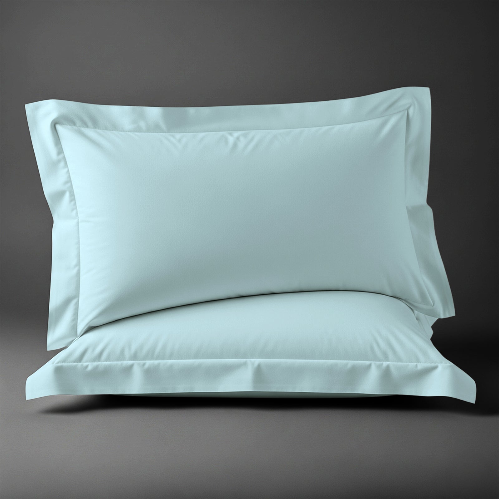 Premium Kissenbezüge mit 400 Fadenzahl aus 100% Baumwolle (2er-Set) mit Oxford-Bordüre - 2 tlg. Oxford Kissenbezug 50 x 75 + 5 cm - Baby Blue