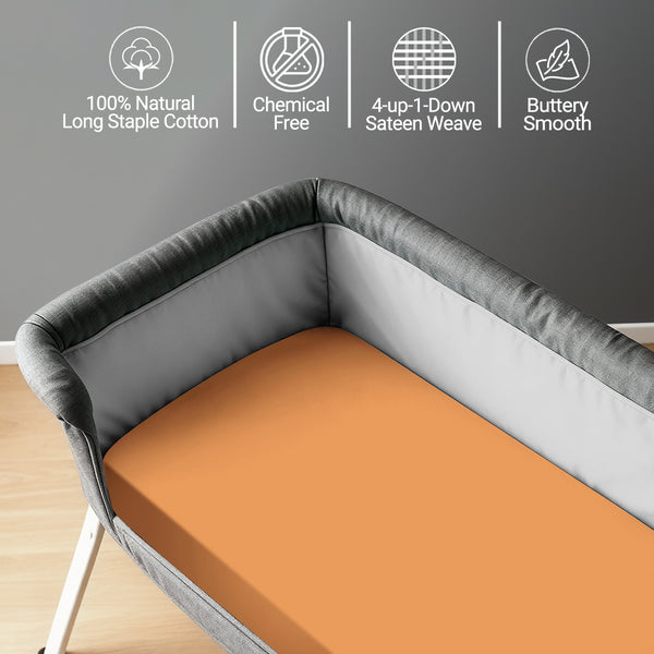 Premium 400 Thread Count 100% Cotton Crib Travel Fitted Sheet