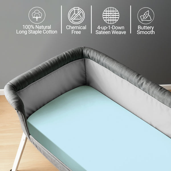 Premium 400 Thread Count 100% Cotton Crib Travel Fitted Sheet