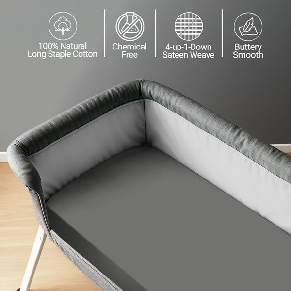 Premium 400 Thread Count 100% Cotton Crib Travel Fitted Sheet