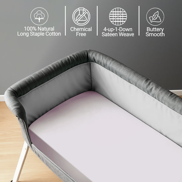 Premium 400 Thread Count 100% Cotton Crib Travel Fitted Sheet