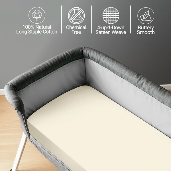 Premium 400 Thread Count 100% Cotton Crib Travel Fitted Sheet
