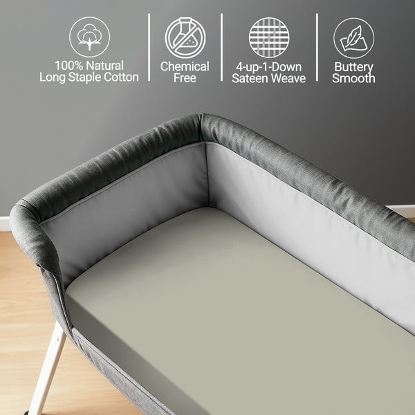 Premium 400 Thread Count 100% Cotton Crib Travel Fitted Sheet